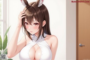 A woman in a white dress sitting on a wooden table.