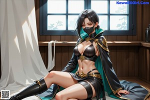 A woman in a hooded outfit is posing for a picture.