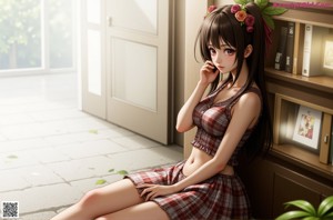 A woman with long black hair sitting on a porch.
