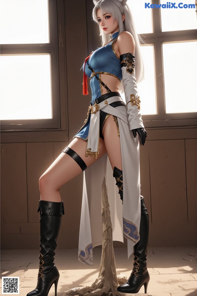 Hentai - Exotic Allure of the Untamed Lands Set.2 20250125 Part 13 No.6c4456 A woman in a blue and white outfit posing for a picture.