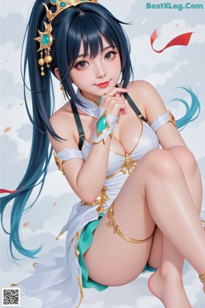 A woman in a bikini with a crown on her head.