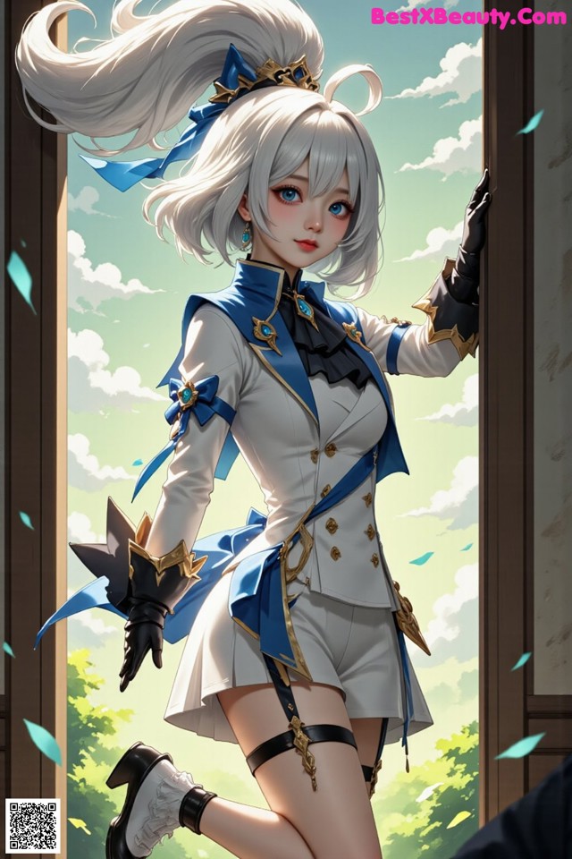 Hentai - Luminous Charm of the Aquatic Enchantress Set.2 20250126 Part 15 No.ac7e7c A woman in a white and blue outfit holding a sword.