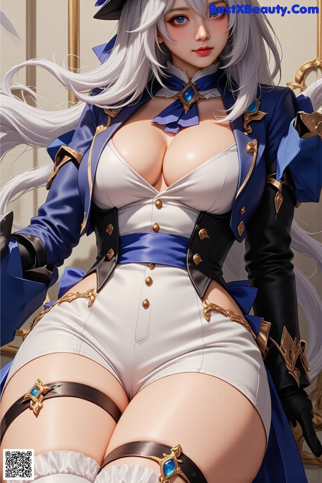 Hentai - Luminous Charm of the Aquatic Enchantress Set.2 20250126 Part 15 No.ac7e7c A woman in a blue and white outfit is posing for a picture.
